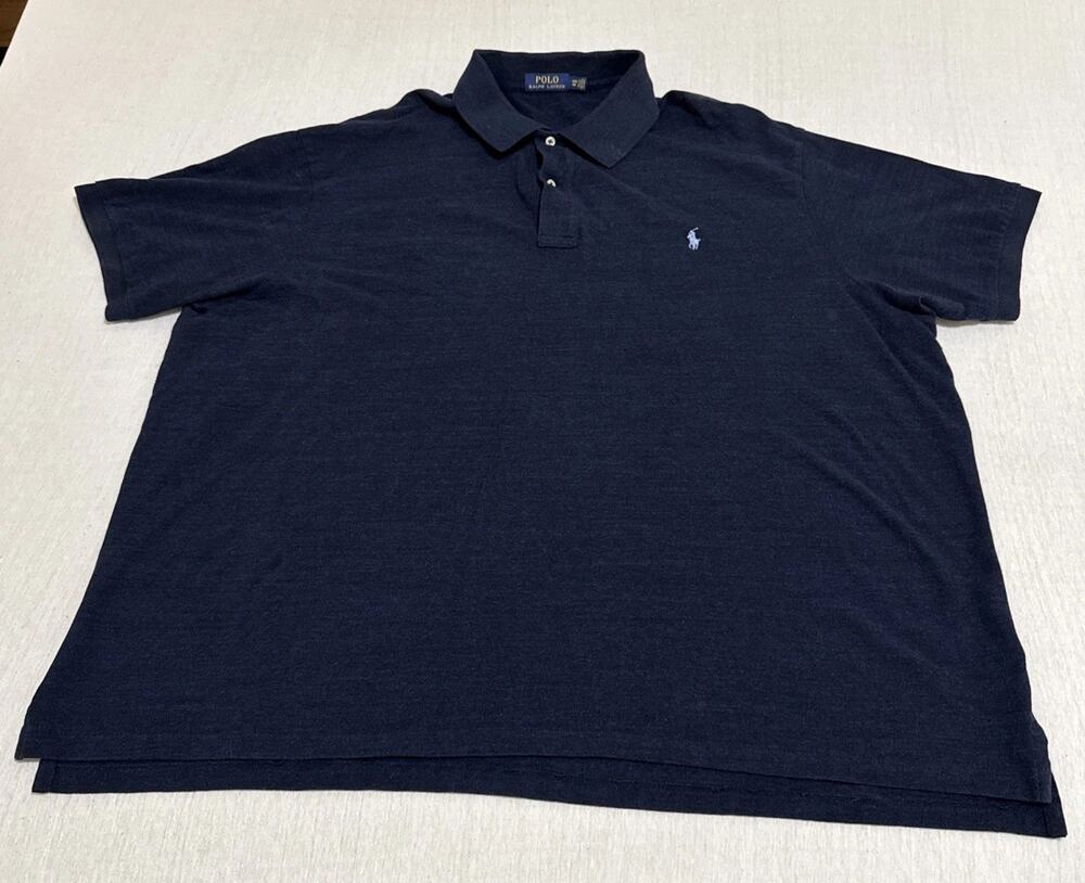 Polo Ralph Lauren Polo Shirt Men 4XB Big Tall Navy Blue Pony Pique Short Sleeve